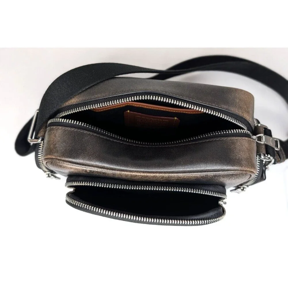 Coach Fletcher Unisex Crossbody -  Loved Leather Black/Tan, NWT